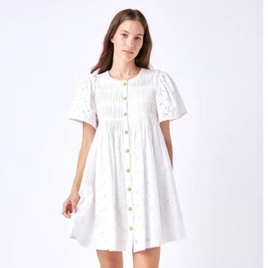 NWT XL english factory mini eyelet dress white retail $180